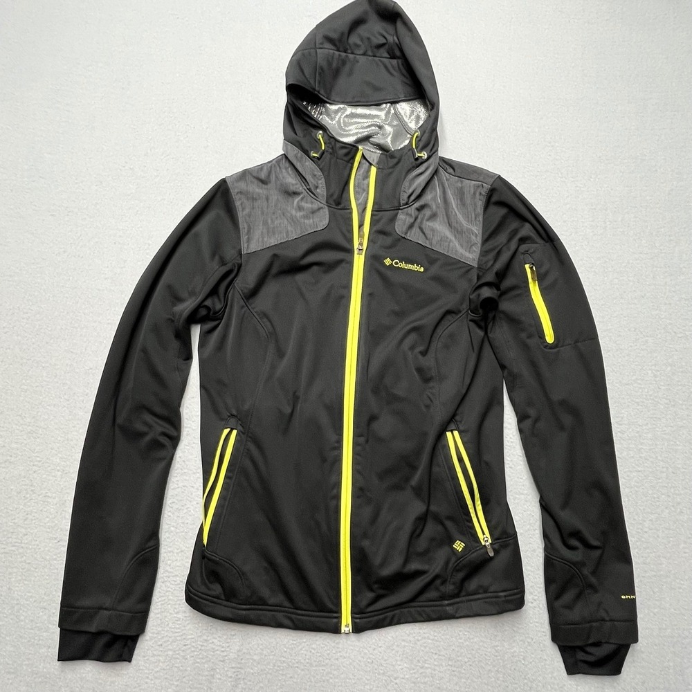Columbia Omni-Heat Softshell Jacket Womens Medium Black Lime Green WL6696
